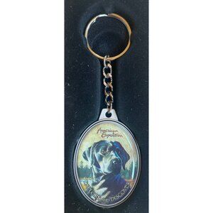 American Expedition Black Lab Metal Keychain Oval Shape Gift Boxed